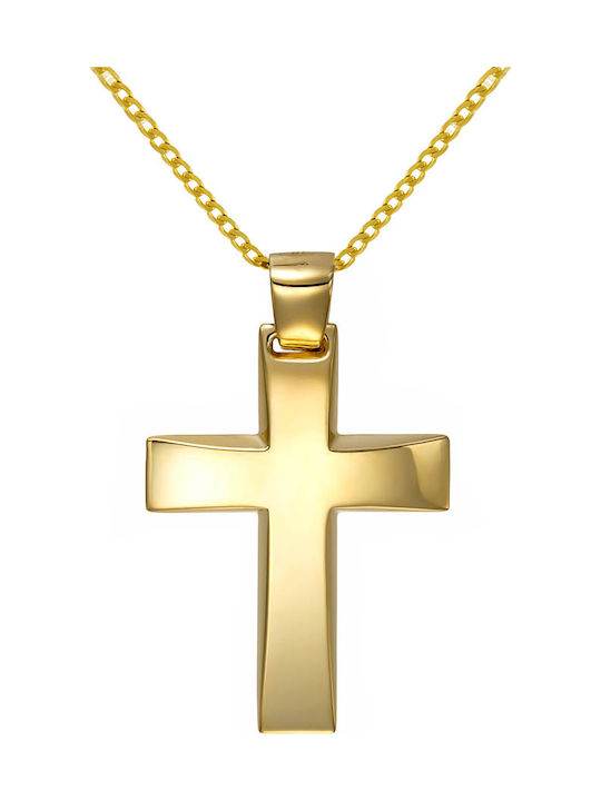 Papoulidis Jewellery Ανδρικός Χρυσός Σταυρός 14Κ Διπλής Όψης χωρίς Αλυσίδα
