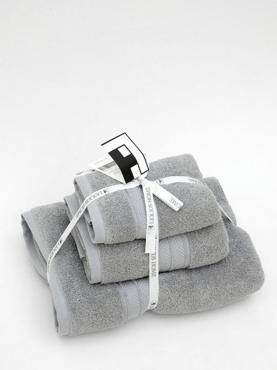 Liolios Home Bath Towel Set 3pcs Lisbon Grey Weight 600gr/m²