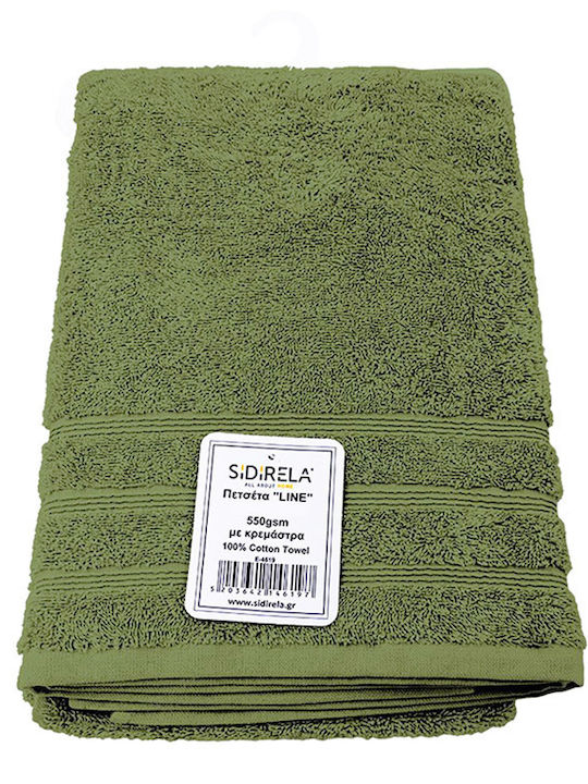 Sidirela Πετσέτα Προσώπου Line 50x90εκ. Olive Βάρους 550gr/m²