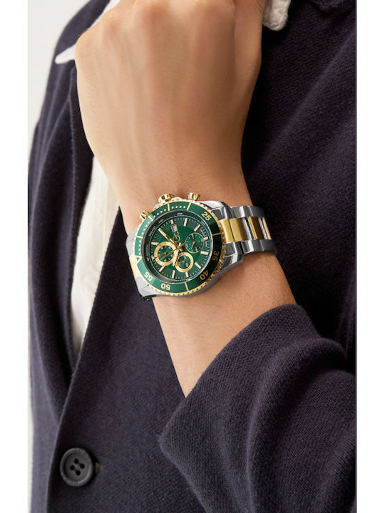 GC Watches Ανδρικό Ρολόι 44mm Χρονογράφος Μπαταρίας με Χρυσό Μεταλλικό Μπρασελέ