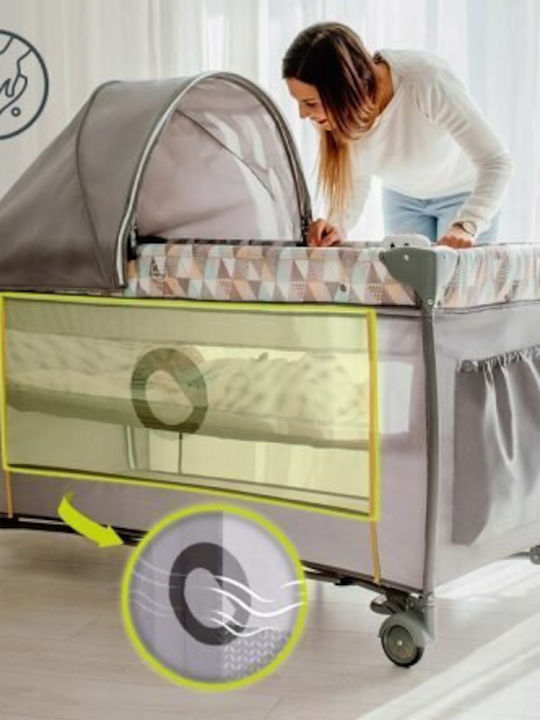Lionelo Sven Plus Playpen 2 Levels with Changing Table & Mattress Beige Latte 127x65cm