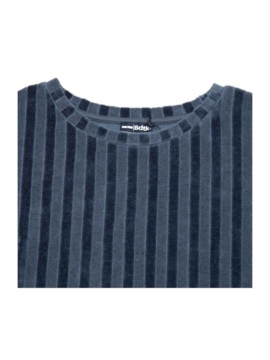 Women's Summer Blouse Cotton Short Sleeve Striped Gray