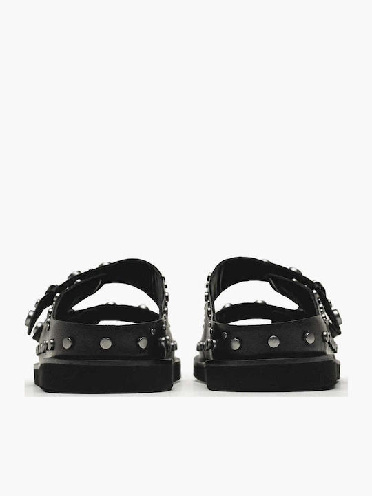 Combo A Leather Women's Flat Sandals Flatforms Black