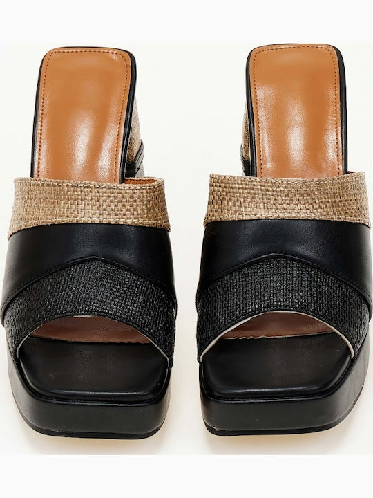Saboti cu Toc Înalt Toc Gros Negri