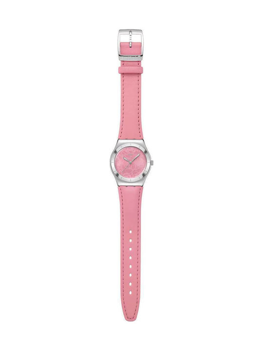 Swatch Swatch Γυναικείο Ρολόι 33mm Μπαταρίας με Ροζ Δερμάτινο Λουράκι