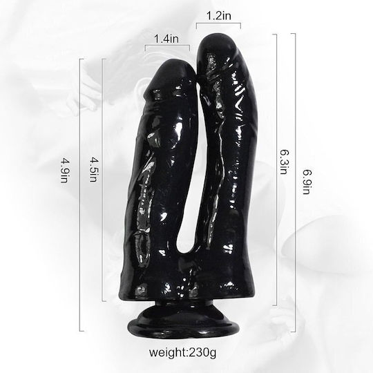 SMD Twisted Twins, Double Ended Realistic, Suction Cup Base, 16-18cm Analdildo Schwarz
