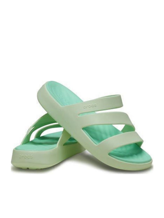 Strappy Flip Flops In Green Colour