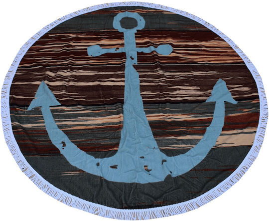 TnS Beach Towel Round Cotton with Fringes Diameter 150cm.