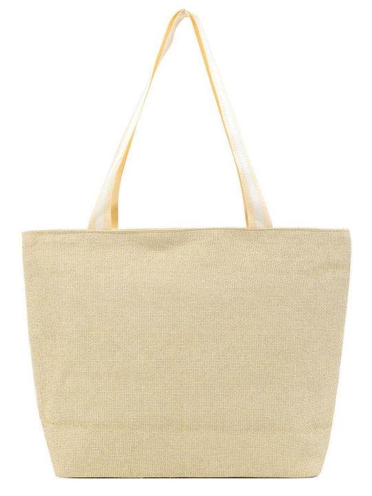 Doca Stoff Strandtasche Beige