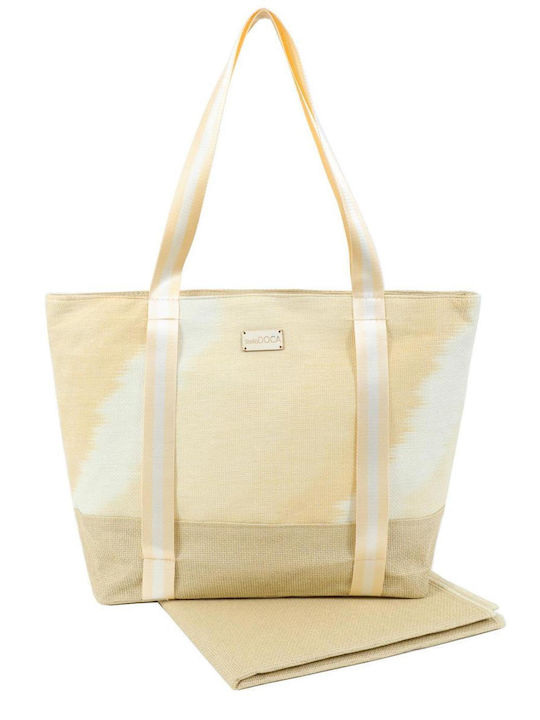Doca Stoff Strandtasche Beige