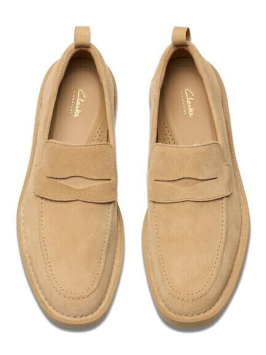 Martock Suede Leather Loafers Men's Suede Moccasins Beige