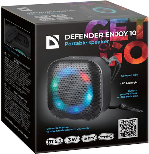 Defender Enjoy 10 Ηχείο Bluetooth 3W με Διάρκεια Μπαταρίας έως 5 ώρες Μαύρο