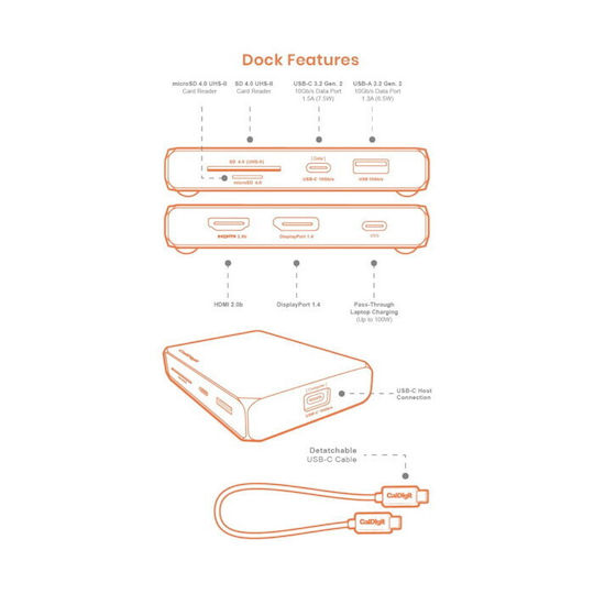 CalDigit USB-C Stație de andocare cu HDMI/DisplayPort 4K PD Gri (CD-USBCSOHODock)