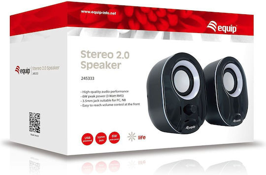 Equip Stereo 2.0 Компютърни тонколони 2.0 с мощност 3W в Бял цвят