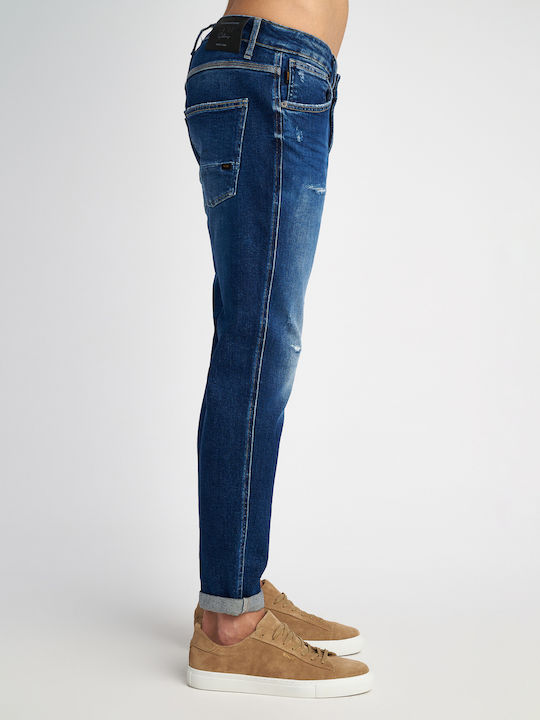 Sapphire Ανδρικό Παντελόνι Τζιν με Slim Tapered Εφαρμογή Μπλε