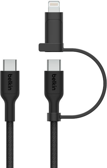Belkin Braided USB to Type-C / Lightning Cable Μαύρο 1.5m (CAC003HQ1.5MBK)