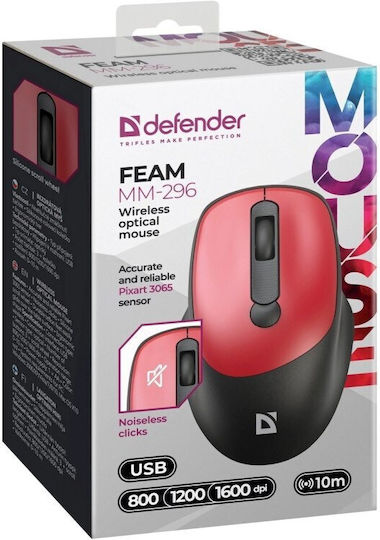 Defender Feam MM-296 Ασύρματο Ποντίκι Κόκκινο