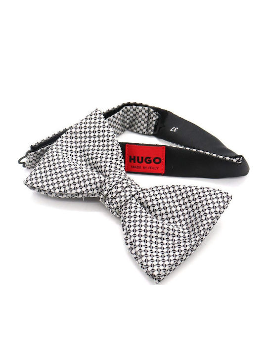 Hugo Fliege Elegantes Mikromuster Weiß-Schwarz