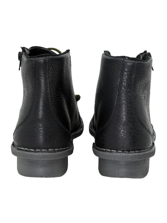Leder Stiefeletten Damen Schwarz