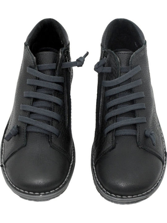 Leder Stiefeletten Damen Schwarz