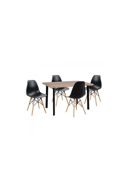 Sufragerie VEGAS 5buc Sonama / Negru 110x70buc