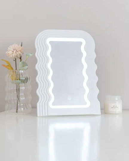 Flamingueo Makeup Mirror Wall with Light 3x3cm White