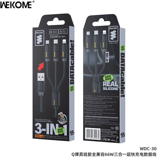 WK Regulär USB zu Typ-C,TC-TC Kabel Schwarz