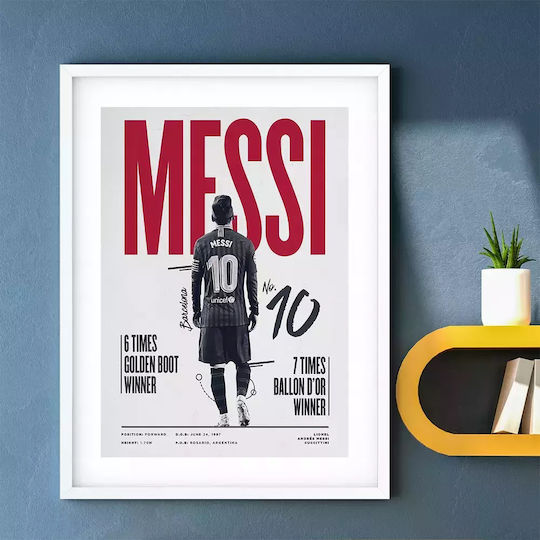 Leo Messi Rahmen Holz 30x40cm