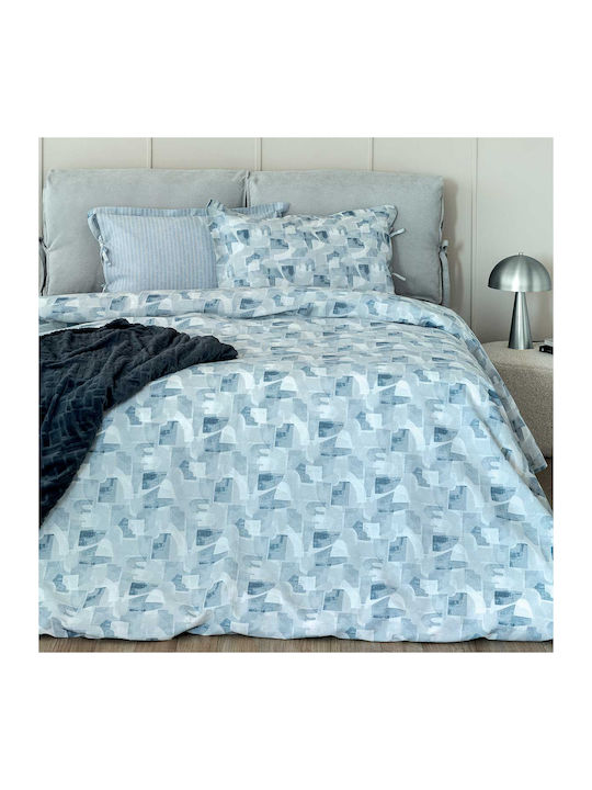 Palamaiki Duvet Cover Set Queen with 2 Pillowcases 240x250 Es104 Blue