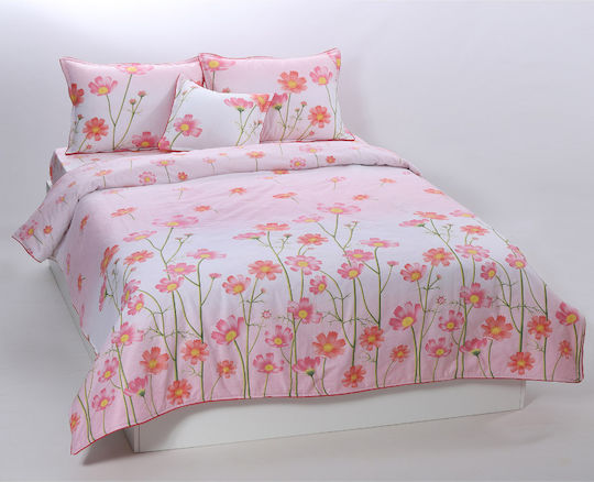 Silk Fashion Σετ Παπλωματοθήκη Βαμβακερή Μονή με Μαξιλαροθήκη & 1 Σεντόνι 160x240cm Joy Ροζ