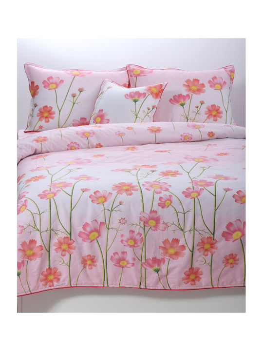 Silk Fashion Duvet Cover Set Cotton Single with Pillowcase & 1 Sheet 160x240 Joy Pink