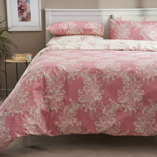 Charalambidis Textiles Παπλωματοθήκη Μονή 160x240 Δαντέλα Ροζ