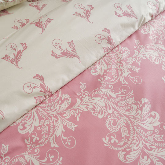 Charalambidis Textiles Παπλωματοθήκη Μονή 160x240 Δαντέλα Ροζ