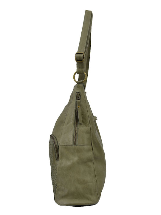 Leather Women's Bag Shoulder Khaki