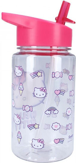 Vadobag Sticlă Pentru Copii Hello Kitty Din Plastic Cu Pai Transparent 450ml