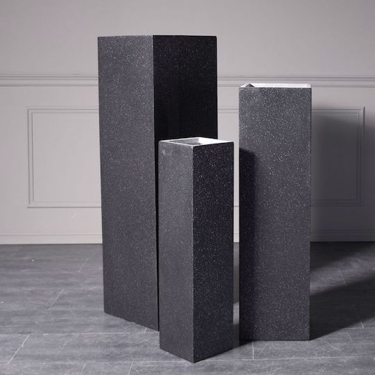 Supergreens Terazzo Ανθοστήλη Πήλινη Μαύρη 28x28x100εκ.