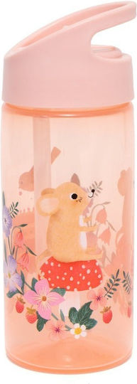 Petit Monkey Kids Water Bottle Plastic with Straw Animals Picnic 380ml