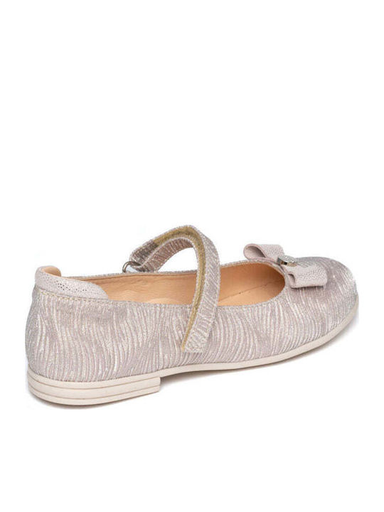 Παιδικές Μπαλαρίνες mit Bügel- und Schleifenverschluss Leder Beige