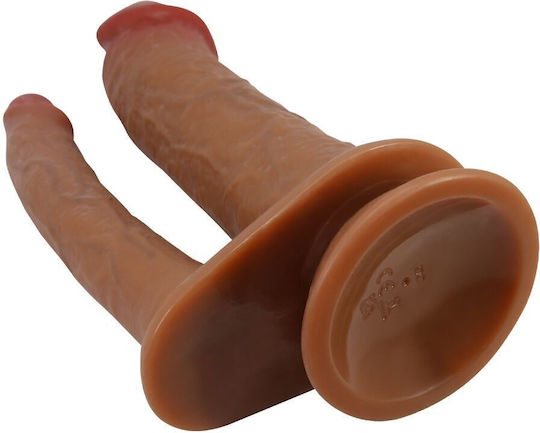 Pretty Love Hubbert Double Ended Vibrating Realistic Dildo Suction Cup Base 7 Vibration Modes 20-19cm Flesh