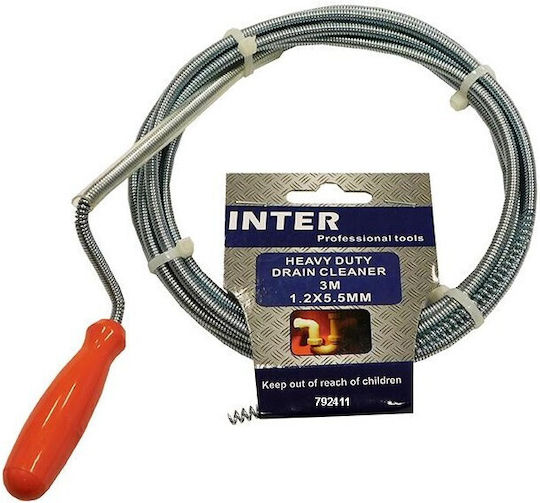 Inter Steel Drain Unblockers 3m with Maximum Unclogging Thickness 5.5mm