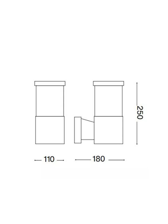 Ideal Lux Επιτοίχιο Εξωτερικό Σποτ E27 IP44 11x18x25εκ.