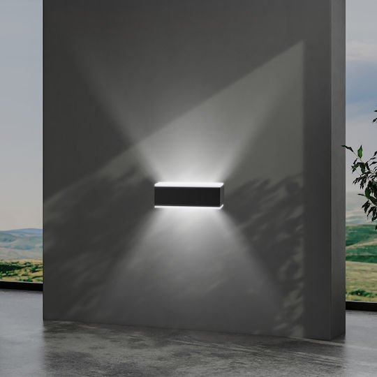Eurolamp Nikita Επιτοίχια Εξωτερική Πλαφονιέρα LED IP54 10W με Θερμό Λευκό Φως Διπλής Δέσμης