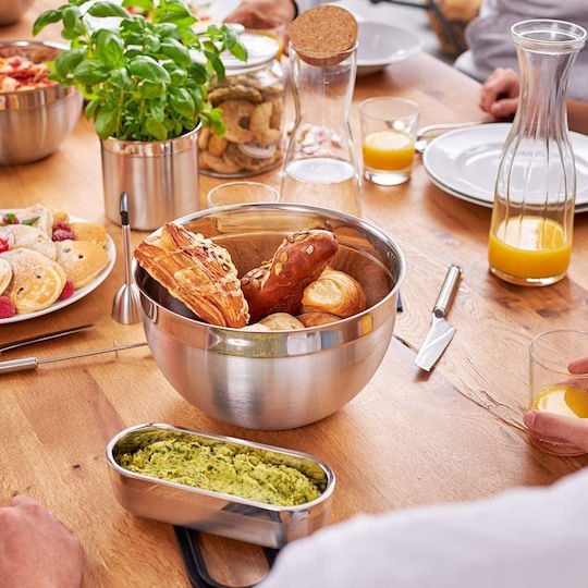 Rosle Stainless Steel Mixing Bowl Capacity 3.1lt with Diameter 21cm and Height 12.5cm.