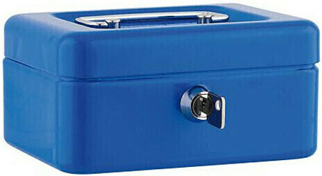 Alco Cash Box with Lock Blue Metallic 8430-BL