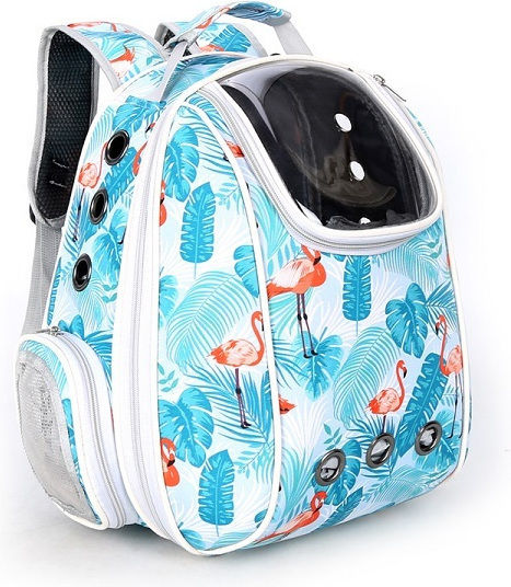 Glee Green Flamingo Dog/Cat Carrying Turquoise Backpack L33xW23xH40cm
