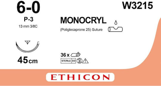 Ethicon Absorbierbar Länge 45cm mit Nadel 13mm Monocryl 6/0