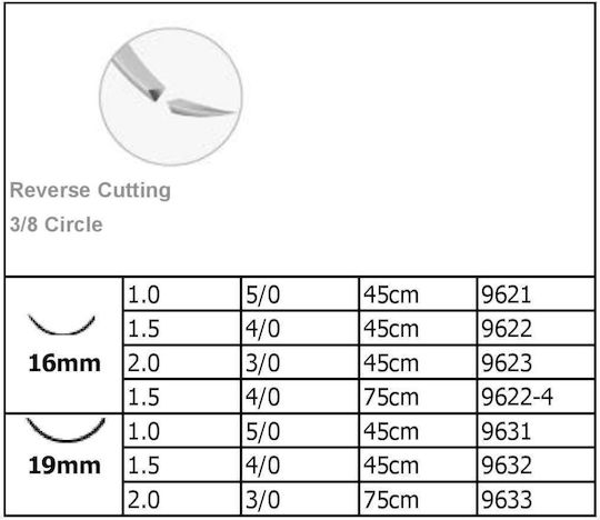 Medipac Surgical Sutures Length 45cm PGA 4/0 with Needle 19mm