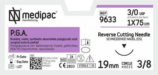 Medipac PGA 3/0 Surgical Suture 19mm
