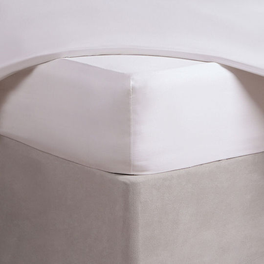 Astron Italy Percale Hotel Fitted Sheet White Single 100x235cm Cotton & Polyester