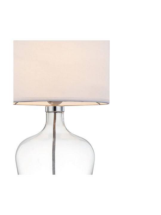 Fan Europe Hendrix Glass Table Lamp for Socket E27 LED with White Shade and Transparent Base